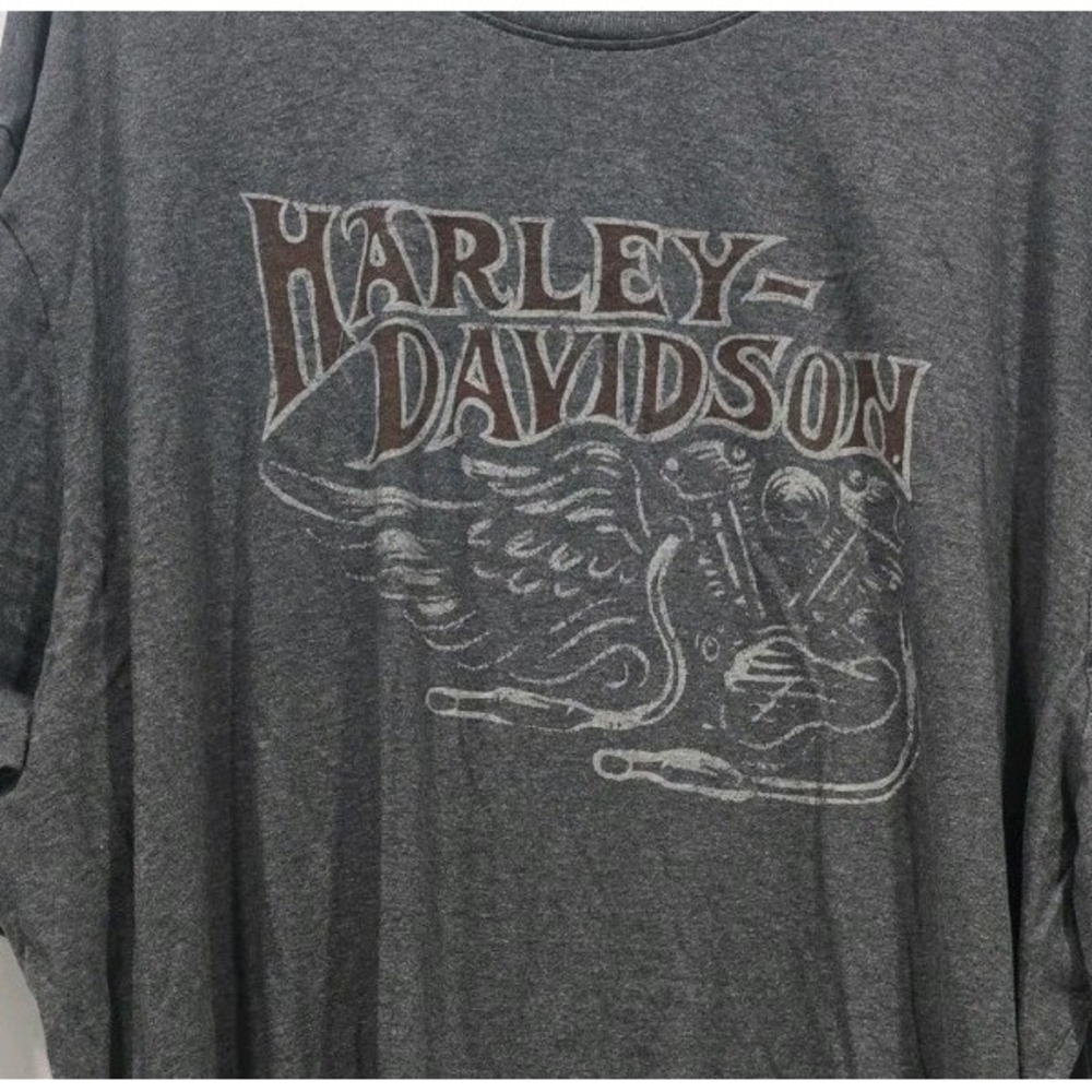 Harley Davidson T-Shirt Mens 4XL Charcoal Gray Distressed Winged V-Twin Engine